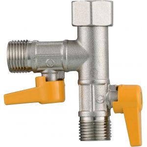 Vanne 3 Voie Raccord T 1/2 Douchette et Douche de T&ecirc;te Bras de Douche Inverseur 3 Voies en Laiton Adaptateur Robinet &Eacute;teindre, DSF009 - Neuf