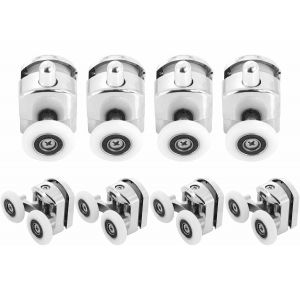 8 roulettes pour porte de douche coulissante - Roues en alliage de zinc - Neuf