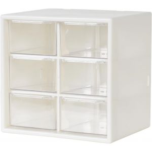 KALANKA-Bo&icirc;te de Rangement &agrave; 6 Tiroirs en Plastique Organisateur, Mini Bo&icirc;te &agrave; Tiroirs de Bureau pour Jouets Bijoux Perles Outils Bijoux, Vis et de Petites Pi&egrave;ces, 12 x 12 x 10 CM (Blanc) - Neuf