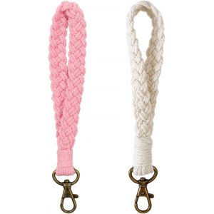 Kal-2 Pi&egrave;ces Porte-Cl&eacute;s Macram&eacute; Bracelet Lani&egrave;re Femme Lani&egrave;re Courte Boho Lani&egrave;re - Neuf