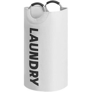 LETNERNY-Grand Panier &Agrave; Linge 90 L &iquest; Sac &Agrave; Linge Imperm&eacute;able, Sac &Agrave; Linge Pliable, Grand Panier &Agrave; V&ecirc;tements Autonome Avec Poign&eacute;es Rembourr&eacute;es, Bac &Agrave; Linge Pliable Pour Un Rangement Facile (Blanc) - Neuf