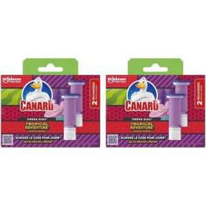 Canard WC Fresh Disc Recharges Edition Limitée Tropical Adventure - Bloc WC Sans Cage Nettoyant - Nettoie à 360° - Nouvel Emballage 100% Carton - 2 Recharges (Lot de 2) - Neuf