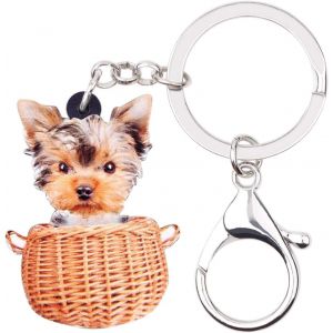 Kal-Acrylique Cute Porte Clef Bouledogue Français Chien Mignon Bijoux Porte Clé Beagle Idee Yorkshire Cadeau Femmes Filles Décoration - Neuf