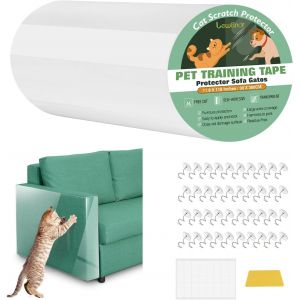 Protection Canape Chat, 40x300cm Protecteur Anti-Griffe Chat Canapé, Protecteur Meubles Pour Chat Transparents Avec 40 Vis & 40 Bandes Nano, Facile À Installer Pour Protéger Meuble Table Porte - Neuf