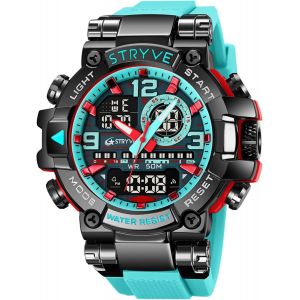 Montre De Sport Tendance Color&eacute;e Pour Homme,Montre Militaire Num&eacute;rique Led &Eacute;tanche &Agrave; 50 M,Montre &Agrave; Quartz Analogique &Agrave; Double Affichage Bracelet En Silicone.[J918] - Neuf
