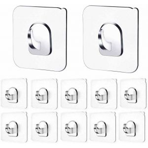 Lot De 10 Crochets Adhésifs Sans Clous Antidérapants Sans Perçage,Crochets Magiques Robustes,Crochets Muraux En Plastique Imperméables Et Résistants À L'Huile,Pour Cuisine,Maison Et Bureau - Neuf