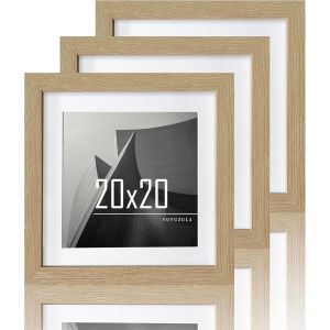 Cmwx-Lot De 3 Cadres Photo, Carrés, En Bois Mdf, Avec Passe-Partout, 20 X 20 Cm, Naturels, 15 X 15 Cm - Neuf