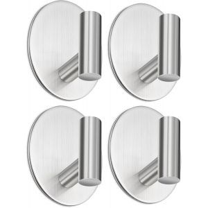 Crochet Adhesif Mural, Porte Serviette Salle de Bain, Accroche Torchon Cuisine, Crochet Autocollant Acier Inox, Argent&eacute; - Neuf