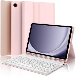Étui Clavier Italien Pour Samsung Galaxy Tab A9+ 11, Clavier Bluetooth Magnétique Amovible Avec Étui Robuste Pour Galaxy Tab A8 10,5 Pouces, Clavier Tablette Sans Fil, Rose Clair - Neuf