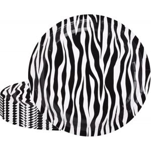Kal-Lot De 16 Assiettes Rondes En Carton Imprimé Zèbre 178 Cm - Décorations De Fête D'anniversaire Sur Le Thème Des Animaux De La Jungle - Pour Fête Prénatale Enfants - Neuf