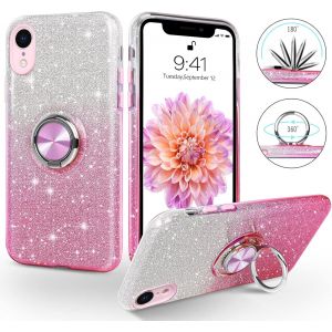 Souligo Coque Iphone 15 Avec Anneau Rotatif 360° Support De Voiture Magnétiqu, Paillettes Scintillantes Brillantes Etui Protection À Anti-Rayure Antichoc Housse Pour Iphone 15 6.1'', Argent - Neuf