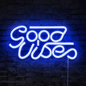 Good Vibe Neon Sign Good Vibes Led N&eacute;on Bleu Lettre N&eacute;on Applique Murale Pour Chambre D&eacute;coration Murale, F&ecirc;te De Mariage, Chambre De Filles, H&ocirc;tel, Bar - Neuf