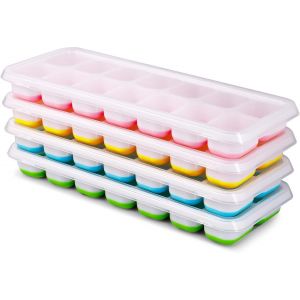 Kal-Bac À Glaçons, Lot De 4 Moule À Glaçons Avec Couvercle, 14 Bac À Glaçons En Silicone, Certifié Lfgb Et Sans Bpa - Neuf
