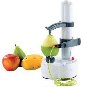 Éplucheur électrique multifonction rotatif automatique pour pommes et pommes de terre, coupe-légumes (blanc) - Neuf