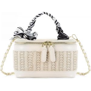 RFCBC-Femmes Paille Sac À Bandoulière Petit Sac À Main Paille Élégant Poignée Supérieure Carré Sac À La Mode Seau Sac À Bandoulière - Neuf