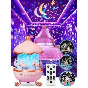 ¿Boite Cadeau¿Kawaii Cadeau Noel, 10 Musique Veilleuse Bébé Musicale Et Lumineuse,15 Films Veilleuse Enfant Veilleuse Projecteur Ciel Etoile,360°Rotation Telecommandé Veilleuse Bebe Fille Cadeau - Neuf