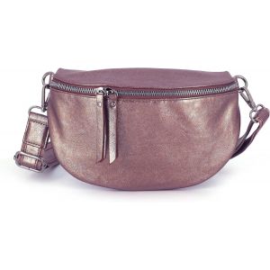 SJZG-Sac Banane Bandouli&egrave;re Femme Iris&eacute; - Porte Epaule Crois&eacute; Ou Devant Poitrine Ultra L&eacute;ger - Effet Brillant Similicuir Souple - Mode Et Chic - Cuivre - Neuf