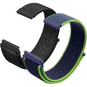 20mm Bracelet De Montre En Nylon - Fermeture Rapide - Pour Homme Et Femme - Bracelet De Rechange R&eacute;glable Et Respirant - En Tissu Sport - Noir+Citron Vert - Neuf