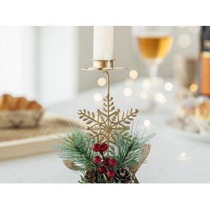 Bougeoir en m&eacute;tal en forme de flocon de neige de No&euml;l, 8 x 15 cm - Neuf