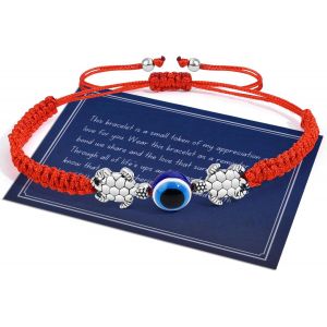 Eryi-Bracelet Mauvais ?il Avec Éléphant Tortue Bracelet Protection Evil Eye Réglable Amulette Oeil Bleu Et Multicolore Femme Bracelet Kabbalah De Bonne Chance Bijoux Cadeaux Pour Femmes Filles - Neuf