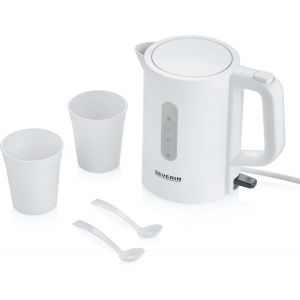 Bouilloire De Voyage Sans Bpa 1 100 W, Petite Bouilloire Dune Capacité De 0,5 L, Bouilloire Électrique Livrée Avec 2 Tasses Et 2 Cuillères, Blanc, Wk 3462 - Neuf