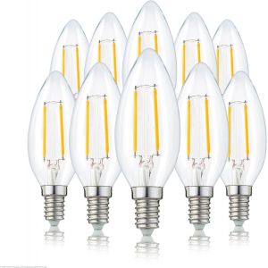 207101 Lot De 10 Ampoules Led À Filament C35 Culot E14 Blanc Chaud 2700 K 2 W[Amp746682] - Neuf