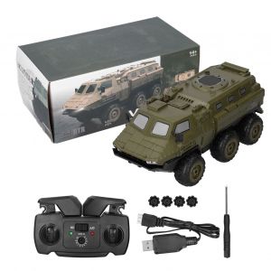 Voiture blindée télécommandée à grande vitesse 2.4GHz, jouet de camion militaire RC à échelle 6WD 1/16 - Neuf