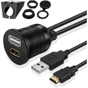 Tnp Câble Usb Hdmi Encastré Pour Tableau De Bord De Tableau De Bord Avec Prise Jack Étanche Pour Voiture, Camion, Remorque, Bateau, Moto Et Plus Encore (1 M) - Neuf