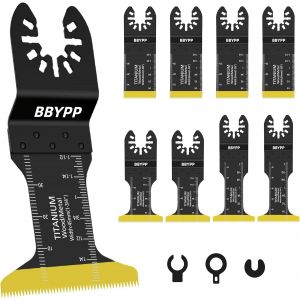 Lot de 8 Lame Scie Oscillante Titane pour Metal, Lame Outil Multifonction Accessoires pour M&eacute;tal, Vis, Plastique, Bois, Coupe Affleurante, Multi-outils Universelles &agrave; D&eacute;gagement Rapide - Neuf