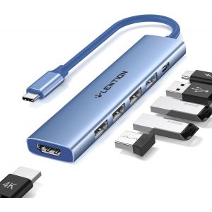 KAL-Hub Usb C Multiport Adaptateur 6-En-1 Avec Charge Pd 100W, 4K Hdmi, 4 Ports De Donn&eacute;es Usb-A, Hub Type C Pour Macbook Pro 2024-2016, Nouveau Mac Air, Iphone 15/16 Plus Pro Max (Ch17 Bleu) - Neuf