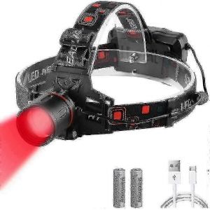 Lampe Frontale Rouge,Lampe Frontale De Chasse Led Rouge,Lampe Frontale Rechargeable Avec Filtre Zoom Rouge,Compatible Avec La Chasse,L'astronomie,L'observation Des &Eacute;toiles,La Vision Nocturne - Neuf