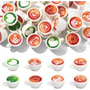 NouvelHorizonstore-Lot de 40 tasses &agrave; caf&eacute; miniatures, 8 styles, figurines en r&eacute;sine sur le th&egrave;me du caf&eacute; pour micro paysage, maison, maison de poup&eacute;e, accessoires de d&eacute;coration de f&ecirc;te - Neuf