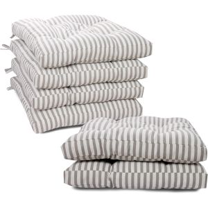 Ulteronixshop-Pack 6 Coussins Chaise 40x40x5 cm, Effet Tridimensionnel, 100% Polyester, Id&eacute;al pour Salle &agrave; Manger, Terrasse, Salon et Restaurant, Rayure Grise, Fabriqu&eacute; en Espagne - Neuf