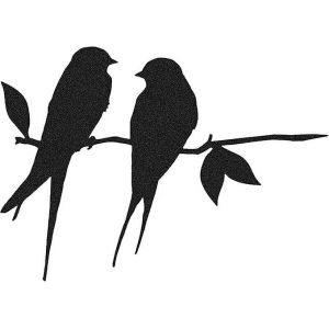 Silhouette D'oiseau En Métal, Silhouette D'oiseau En Fer Forgé Noir, Fléchette D'arbre En Métal, Hirondelle Rustique (Inséparable) Sur Une Branche Pour La Décoration D'arbre De Jardin - Neuf