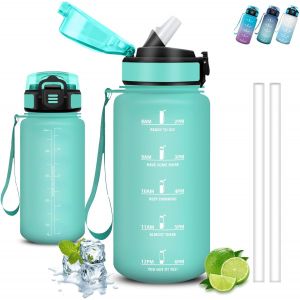 Eryi-Gourde Enfant, Gourde 500ml, Gourde Paille, Anti Fuite, Gourde Graduée Pour 1 Journee, Facile À Nettoyer, Gourde Graduée, Verrou De Sécurité, Avec Marqueur De Temps, Bouteille Pour École, Campin - Neuf