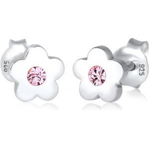 Tianyi-Boucles D'oreilles Femme Enfants Fleurs Symbolee Ludique Avec Cristaux En Argent Sterling 925 - Neuf