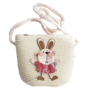 Mignon sac bandouli&egrave;re sacs, tiss&eacute; &agrave; la main en rotin summer beach bunny panier, Pi&egrave;ce de monnaie, des collations (&agrave; la Cr&egrave;me) - Neuf