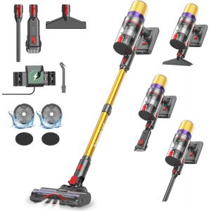 VornixorSarlshopV16 Aspirateur Balai sans Fil 55Kpa/600W/80Mins, Aspirateur sans Fil Puissant, &Eacute;crans Tactiles LED, Mode Automatique, Brosse Anti-Emm&ecirc;lement pour Tapis, Sols Durs et Poils d'animaux - Neuf