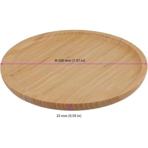 KALANKA-Lot de 2 plateaux ronds en bambou de 20 cm, plateaux de service en bois pour plantes d'intérieur et d'extérieur, table basse de cuisine - Neuf