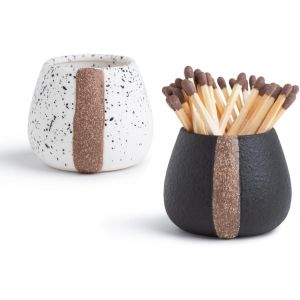 Lot De 2 Supports D'Allumettes En C&eacute;ramique Avec B&acirc;ton Pour Allumettes Mignonnes Et Fantaisies &iquest; Allumettes Dans Un Bocal &iquest; Cadeaux D&eacute;coratifs Modernes Pour D&eacute;coration D'Int&eacute;rieur &iquest; - Neuf