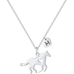 Tianyi-Cadeau De Chevaux Pour Filles Et Femmes - En Acier Inoxydable - Cadeau Pour Chevaux - Cha&icirc;ne Avec Pendentif En Forme De Coeur - Cha&icirc;ne Avec Pendentif En Forme De Lettre - Bijoux Pour Filles Et - Neuf