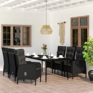 Prolenta Premium - Ensemble &Agrave; Manger De Jardin Avec Coussins 7 Pcs Noir - Neuf