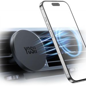 MDY-Support Téléphone Voiture pour MagSafe, Magnétique Porte Téléphone Voiture, Aimant Accroche Smartphone Véhicules Grille Aération Compatible avec iPhone 16/15/14/13/12 Series & étui mag-Safe - Neuf