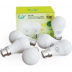 Tianyi-Ampoule Led B22 Classe C 9.5w (&Eacute;quivalent 100w) 1521 Lumens 4000k Blanc Neutre A60 Ampoules Culot B22 Ba&iuml;onnette Led, &Eacute;conomie D'&eacute;nergie,Angle 280&deg;, Non-Dimmablelot De 6 - Neuf