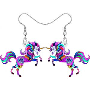 Kal-Boucles D'oreilles Pendantes Goutte En Acrylique Mignon Animal Licorne Cadeaux F&ecirc;te Faveurs Cheval Bijoux Pour Femmes Accessoire - Neuf