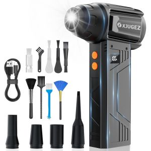 Souffleur Air Comprimé avec Lampe de Poche,180000 tr/min, Souffleur Électrique 4 -Vitesses avec Affichage avec Buses Multi-Usages pour Clavier, Extérieur,Car, Maison,Air Comprimé Nettoyage PC - Neuf