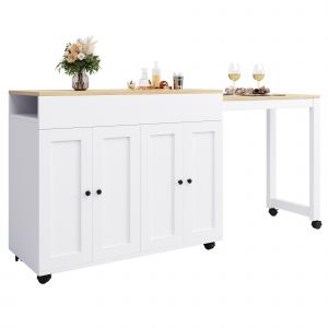 Table de bar extensible moderne (118-180×50×94cm), table à manger extensible avec espace de rangement - Neuf