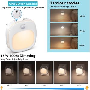 Veilleuse Prise Electrique [Lot De 1], Gradation Progressive Lampe Detecteur De Mouvement Interieur,Chaud/Blanc/Mixte Veilleuse Led Bon Pour Couloir Escalier Chambre &Agrave; Coucher Cuisine Chambre Denfan - Neuf