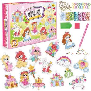 Ayuhr-5d Diamant Peinture Porte-Clés, 15pcs Diy Diamond Painting Porte-Clés Ornements Princesse Diamant Painting Keychains Pendentif Gem Art Porte-Clés Pour Enfants Cadeau Fille 5 6 7 8 9 10 Ans - Neuf