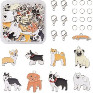 Eryi-Kit De Décoration De 128 Pièces En Métal Émaillé Coloré Avec Fermoirs Mousquetons Et Anneaux Ouverts Pour La Fabrication De Porte-Clés - Neuf